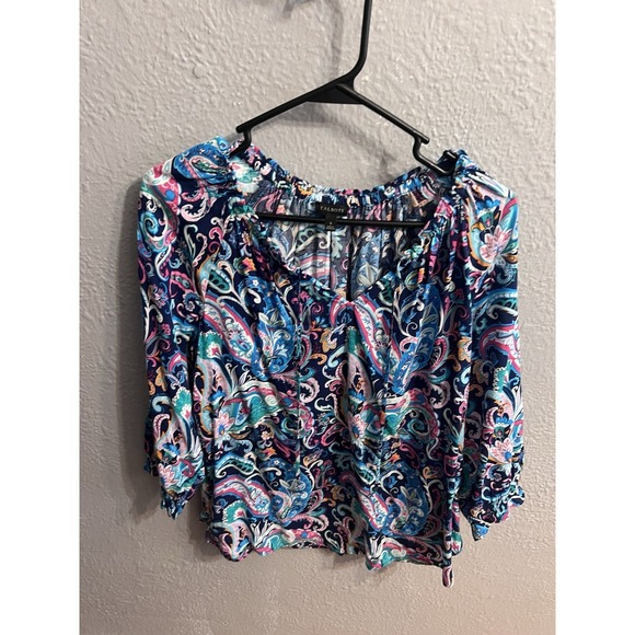 Talbots Multicolor Womens Size Small V-Neck 3/4 Sleeve Top - Picture 2 of 6